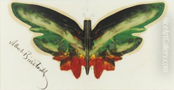 Green Butterfly Oil Painting by Albert Bierstadt