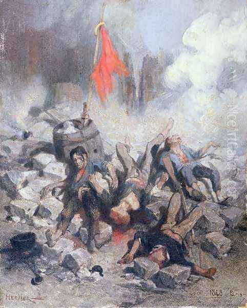 Victims at a Barricade in June 1848 Oil Painting by Louis Adolphe Hervier