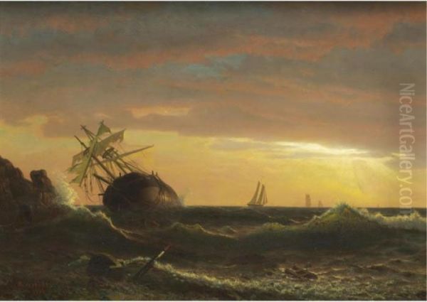 Beached Ship Oil Painting by Albert Bierstadt