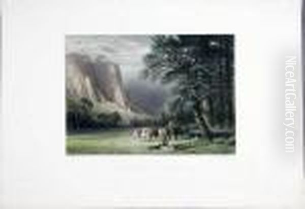 Title: The Halt In A Valley Oil Painting by Albert Bierstadt