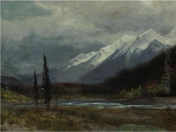 Mountain Landscape With Lake Oil Painting by Albert Bierstadt