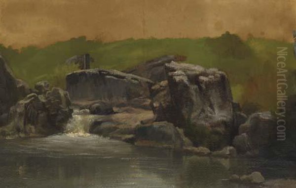 Rocks And Stream, Westphalia, Germany Oil Painting by Albert Bierstadt