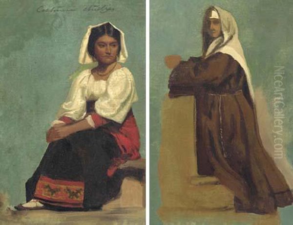 Costume Study Of A Seated Woman Oil Painting by Albert Bierstadt