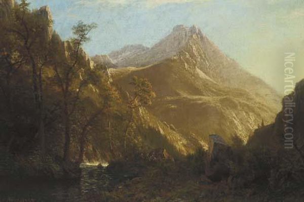 Wasatch Mountains Oil Painting by Albert Bierstadt