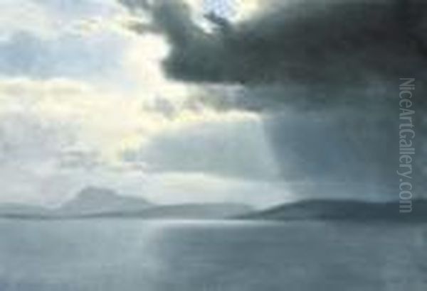 Approaching Thunderstorm On The Hudson River Oil Painting by Albert Bierstadt