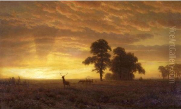 Wapiti Oil Painting by Albert Bierstadt