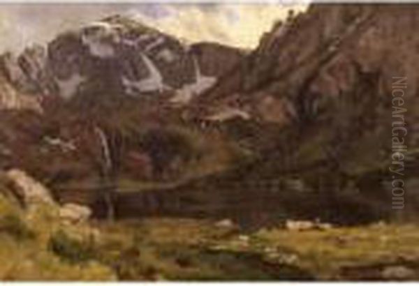 Mountain Lake Oil Painting by Albert Bierstadt