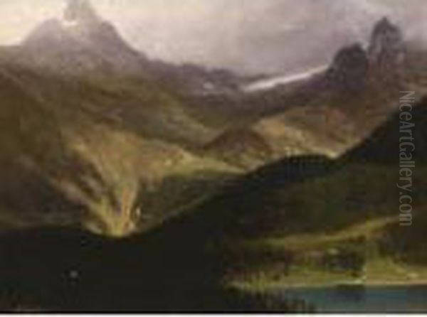 Mountain Landscape Oil Painting by Albert Bierstadt