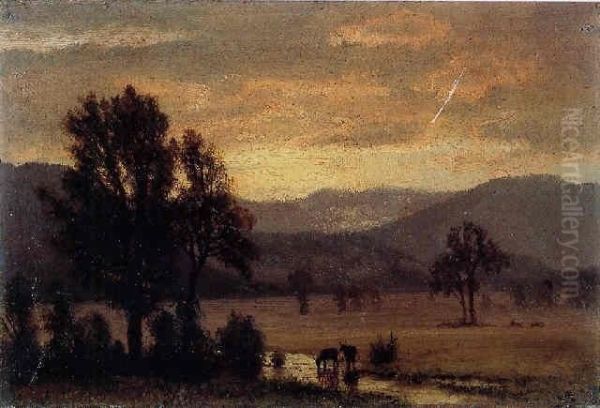 Landscape With Cattle Oil Painting by Albert Bierstadt