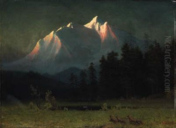 Western Landscape Oil Painting by Albert Bierstadt