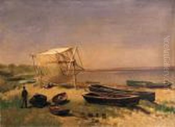 Fishing Station, Watch Hill Oil Painting by Albert Bierstadt