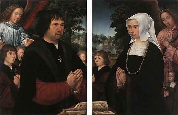 Portraits of Lieven van Pottelsberghe and his Wife Oil Painting by Gerard Horenbout