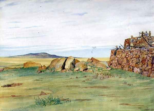 Soldiers Defending Rhenoster Kop in the Boer War Oil Painting by George Howard