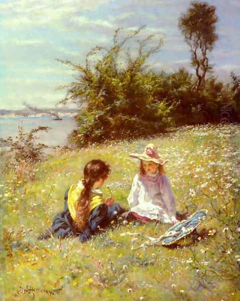 The Dandelion Clock Oil Painting by William John Hennessy