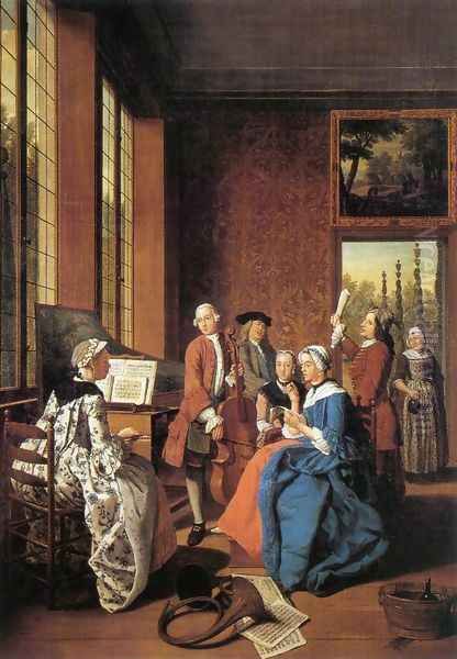 Concert in an Interior 1764 Oil Painting by Jan Jozef, the Younger Horemans