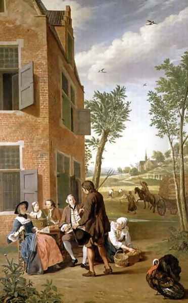 Figures in a Landscape Oil Painting by Jan Jozef, the Younger Horemans