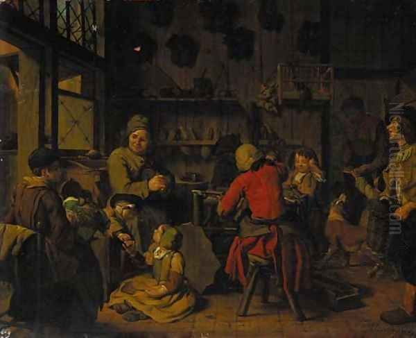 The interior of a cobbler's shop Oil Painting by Jan Jozef, the Younger Horemans