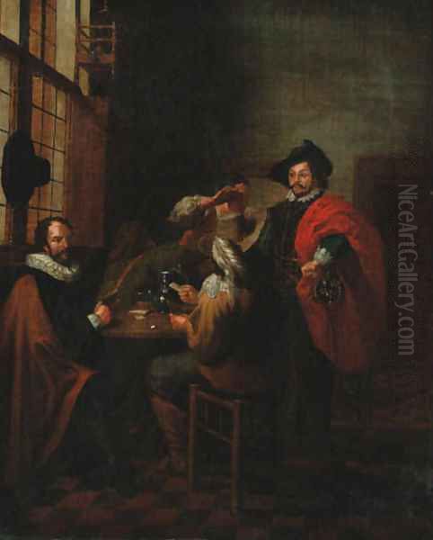 A dispute at cards Oil Painting by Jan Jozef, the Younger Horemans