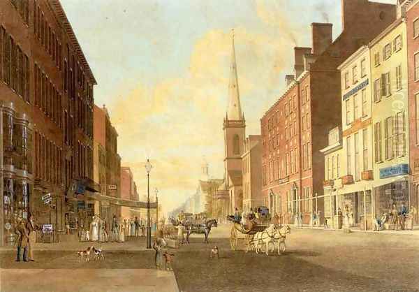 Broadway Looking South from Liberty Street Oil Painting by John Hill