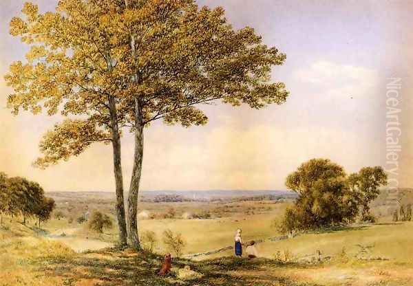 View of Valley on Turnpike Oil Painting by John Hill