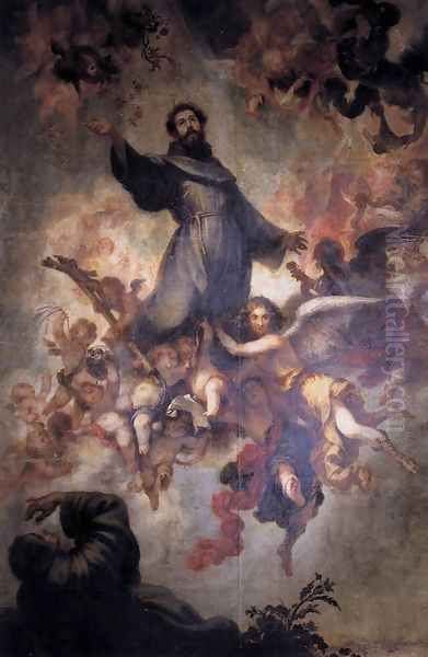 Stigmatisation of St Francis 1657 Oil Painting by Francisco de, the Younger Herrera