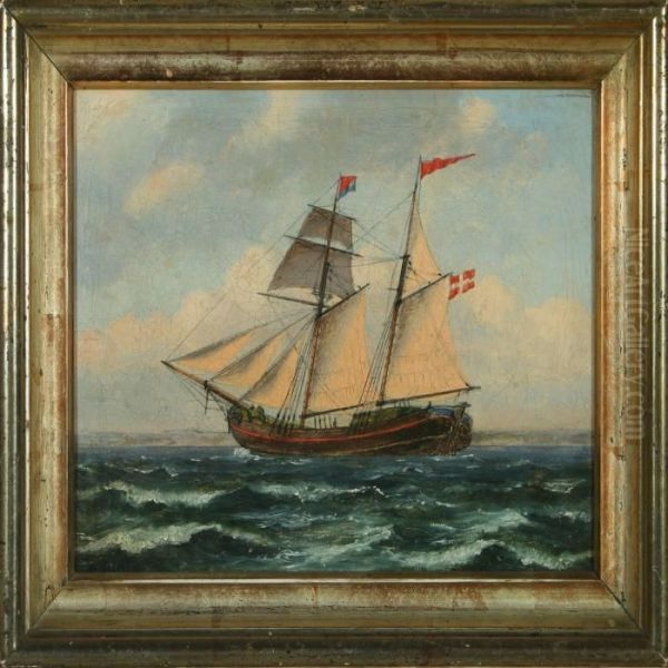 Two-masted Schooner Oil Painting by Carl Ludwig Bille