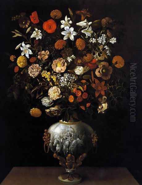 Vase of Flowers 1646 Oil Painting by Tomas Hiepes