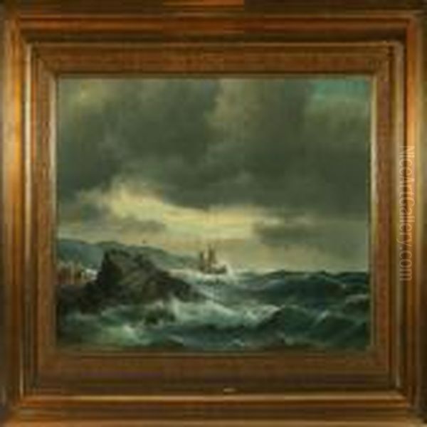 Seascape With Shipwreck Oil Painting by Carl Ludwig Bille