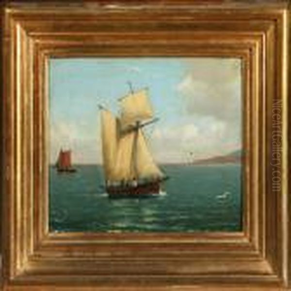 Southern Coastal Scenery Oil Painting by Carl Ludwig Bille