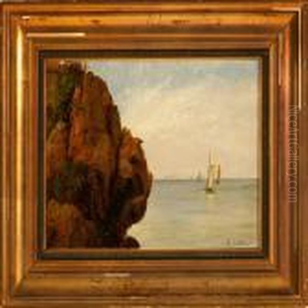 Coastal Scene On A Calm Summer Day Oil Painting by Carl Ludwig Bille