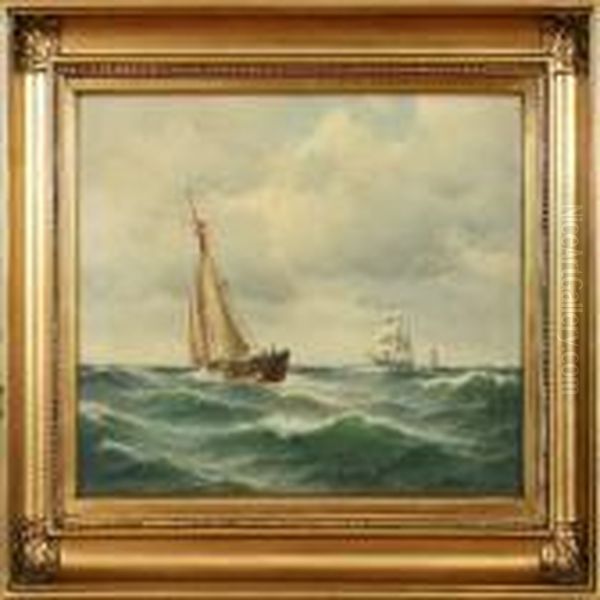 Seascape Oil Painting by Carl Ludwig Bille