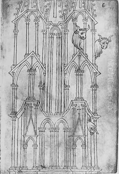 Elevation of the tower of Laon Cathedral Oil Painting by Villard De Honnecourt