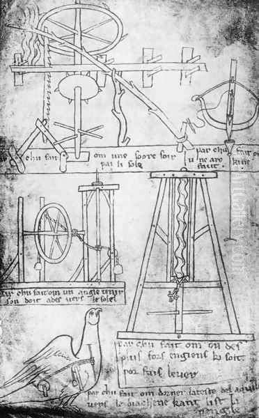 Machines c. 1230 Oil Painting by Villard De Honnecourt