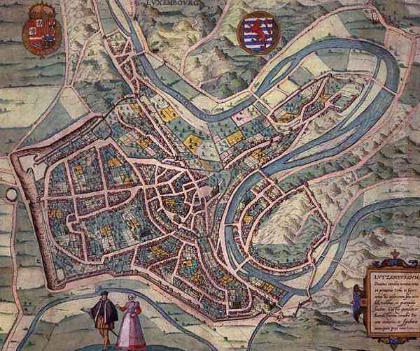 Map of Luxembourg from Civitates Orbis Terrarum Oil Painting by Joris Hoefnagel