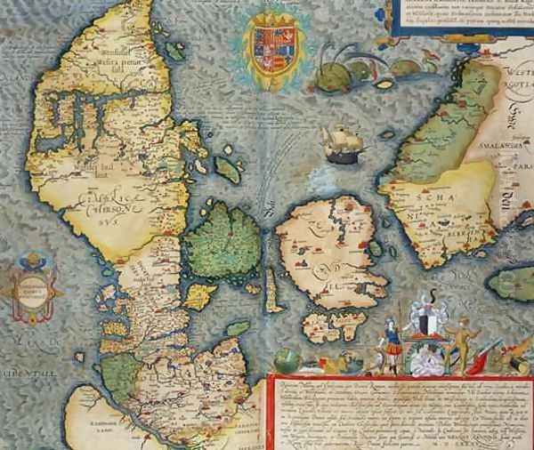 Map of Northern Europe from Civitates Orbis Terrarum Oil Painting by Joris Hoefnagel