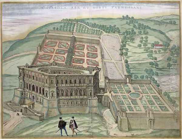 View of the Villa Farnese and the Gardens Oil Painting by Joris Hoefnagel