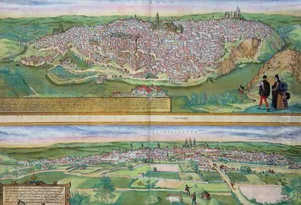 Map of Toledo and Valladolid from Civitates Orbis Terrarum Oil Painting by Joris Hoefnagel