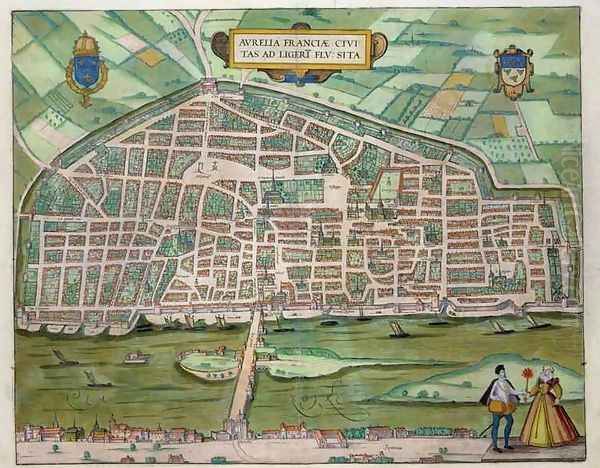 Map of Aurelia from Civitates Orbis Terrarum Oil Painting by Joris Hoefnagel