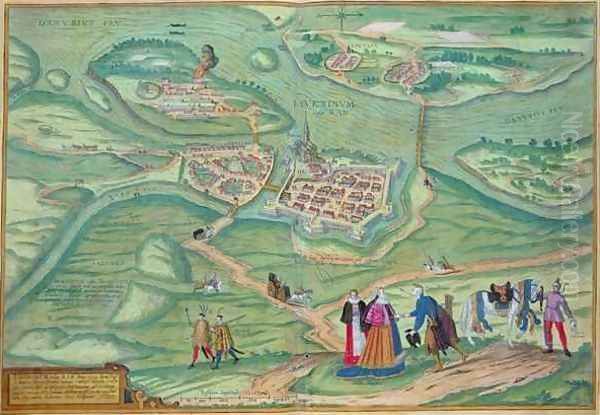 Map of Raab from Civitates Orbis Terrarum Oil Painting by Joris Hoefnagel