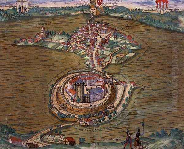 Map of Ratzeburg from Civitates Orbis Terrarum Oil Painting by Joris Hoefnagel