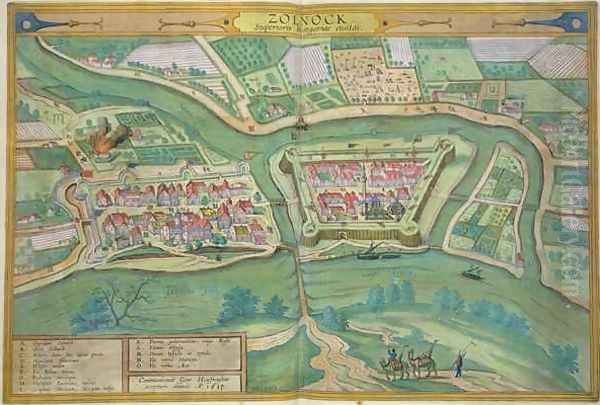 Map of Szolnok from Civitates Orbis Terrarum Oil Painting by Joris Hoefnagel