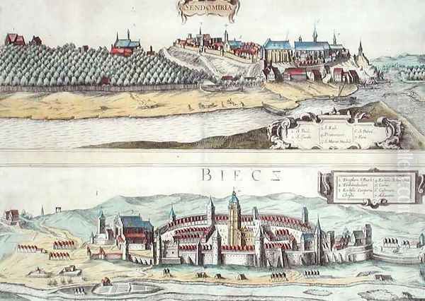 Views of Sendomiria and Biecz from Civitates Orbis Terrarum Oil Painting by Joris Hoefnagel