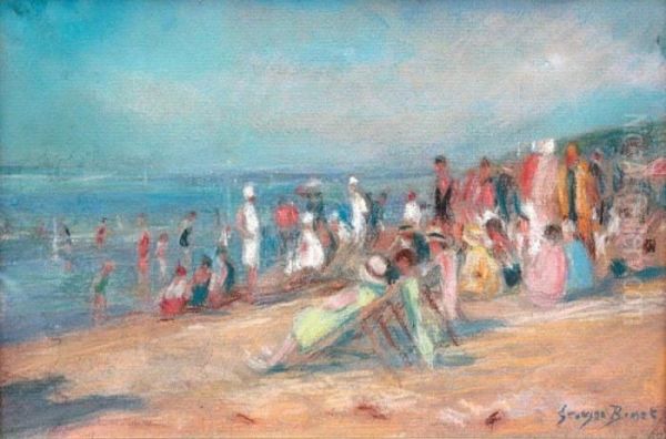 Deauville, L'heure Du Bain Oil Painting by Georges Binet