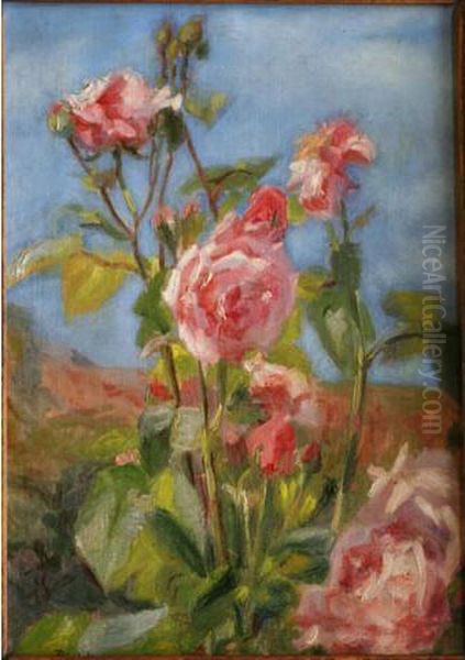 Bouquet De Roses Oil Painting by Georges Binet