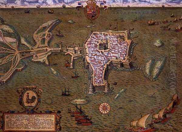 Map of Gallipoli from Civitates Orbis Terrarum Oil Painting by Joris Hoefnagel