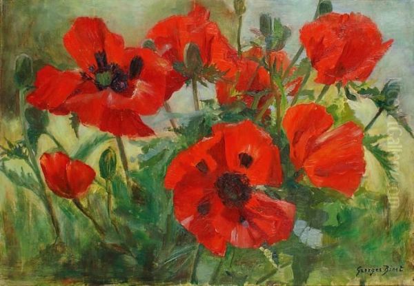 Les Coquelicots Oil Painting by Georges Binet