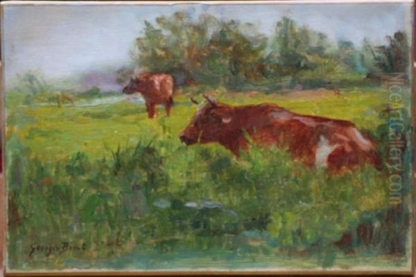 Vaches Au Pre Oil Painting by Georges Binet