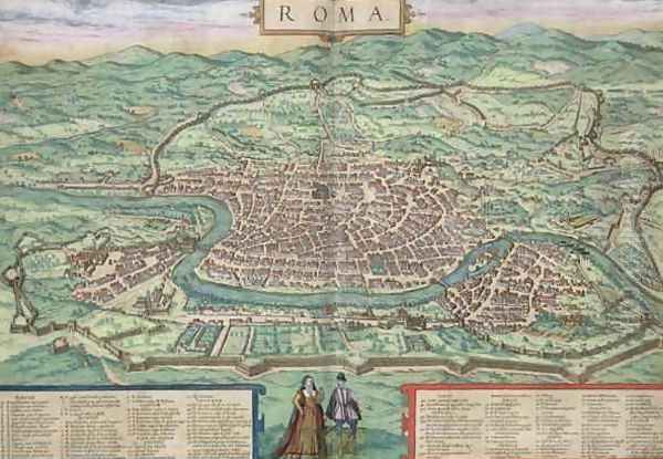 Map of Rome from Civitates Orbis Terrarum 3 Oil Painting by Joris Hoefnagel