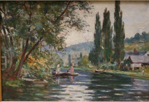 Canotage A Cailly Sur Eure Oil Painting by Georges Binet