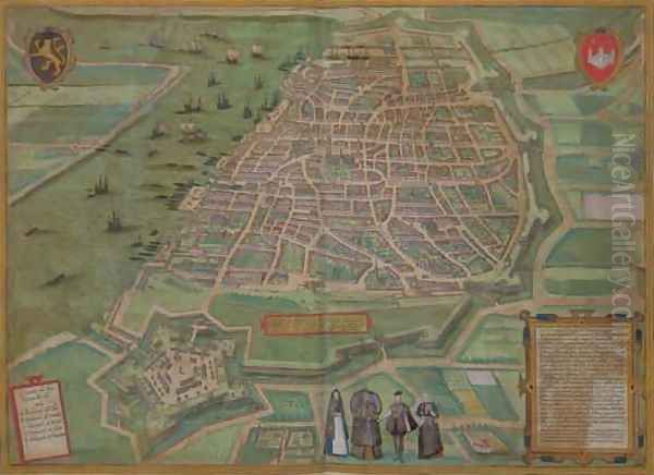 Map of Antwerp from Civitates Orbis Terrarum Oil Painting by Joris Hoefnagel